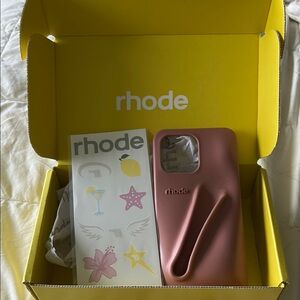 RHODE Pink Phone Case with Sticker Set
